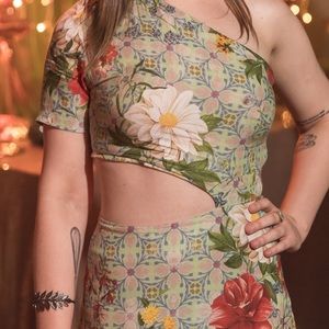 Farm Rio One Shoulder Floral Maxi Dress